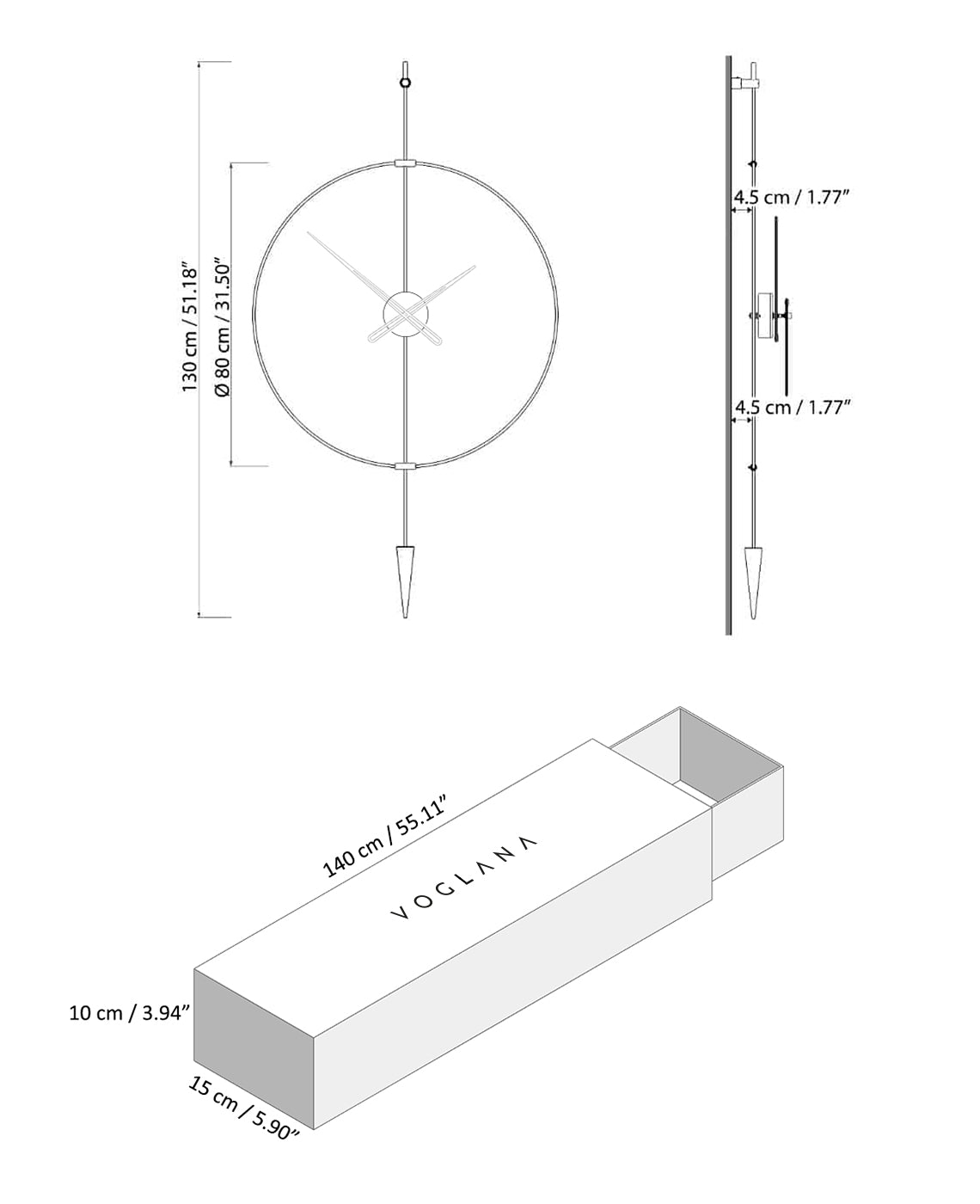 Size chart for Pendulo 80